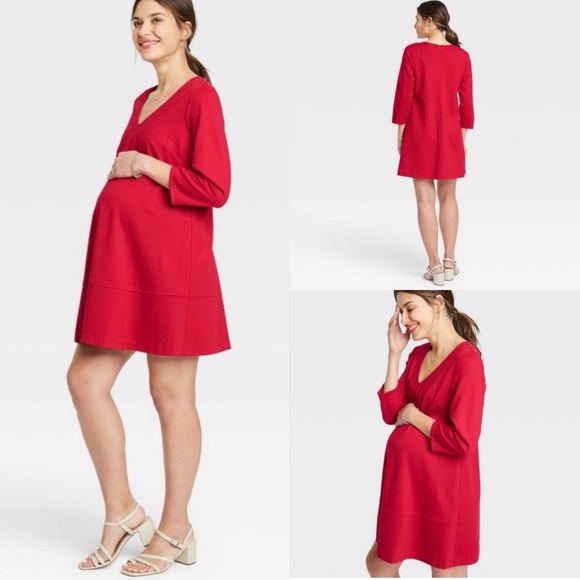 The NINES by HATCH LITTLE BLACK MATERNITY DRESS size XS X-small red - Picture 12 of 12